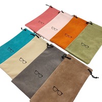 Étui rectangulaire en tissu floqué coloré avec cordon de serrage et manchette élastique pour lunettes de vue et de soleil - Pochette de rangement simple et portable