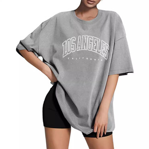 T-shirt publicitaire à col rond en coton imprimé à manches courtes pour femme, style streetwear, pour le commerce transfrontalier Europe-Amérique - Product Image 2