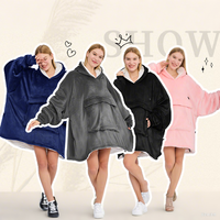 Sweat-shirt à capuche surdimensionné avec poches, couverture à capuche pour adulte Sherpa, usine chinoise