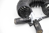 Hjyajzt Adaptateur Européen 24V 7 Broches ABS EBS pour Remorque, Prise de Remorque avec Câble à Ressort, Câble Spirale pour Camion Remorque