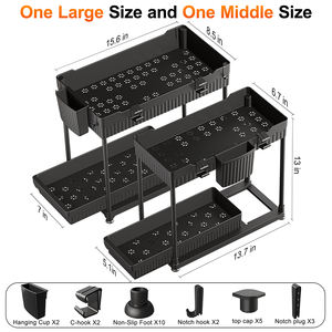 Étagère de rangement pour armoire de cuisine de haute qualité, design breveté, 2 niveaux, tiroir coulissant en plastique, organisateur sous <span class=keywords><strong>l</strong></span>'évier - Product Image 5