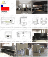 Armoires de cuisine en bois plaqué mélamine CBMmart, armoires de cuisine contemporaines en bois avec plan de travail en marbre