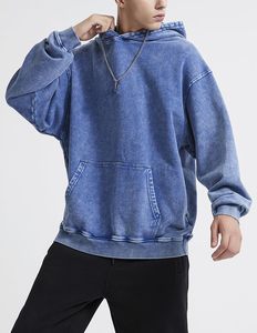 Sweats à capuche pour hommes personnalisés, coupe oversize, style streetwear, effet vintage délavé, en coton épais, coupe carrée - Product Image 6