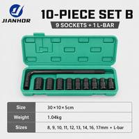 Lot de douilles allongées de 1/2 pouce en gros – Kit de réparation automobile – Jeu de 10 douilles pneumatiques à rallonge pour clé à chocs – Outils de quincaillerie