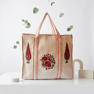 Sac fourre-tout en coton pour femme avec fermeture éclair, grande capacité, élégant sac à bandoulière pour la plage, les voyages et le shopping - Product Image 2