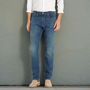 กางเกงยีนส์ขาตรงลำลองของผู้ชายกางเกงยีนส์ขายาวสำหรับผู้ชายกางเกงเอวซักเข้าทรงสลิมฟิตมีซิป - Product Image 1