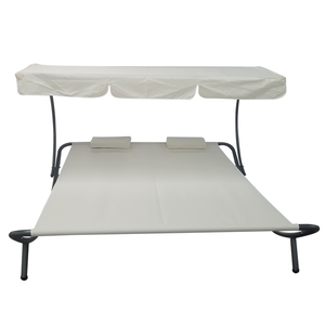Double chaise longue d'extérieur avec coussin à baldaquin Chaise longue <span class=keywords><strong>de</strong></span> relaxation <span class=keywords><strong>Salon</strong></span> <span class=keywords><strong>de</strong></span> <span class=keywords><strong>jardin</strong></span> imperméable Capacité <span class=keywords><strong>de</strong></span> charge <span class=keywords><strong>de</strong></span> 200 kg - Product Image 2