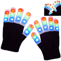 Gants lumineux LED pour Halloween, en coton et polyester, à piles, taille unique pour adolescents, pour l'extérieur en hiver, clignotants