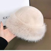 Gorro Mongol de Diseño Nuevo para Otoño/Invierno, Lana de Visón, Felpa Gruesa, con Lazo, Logotipo Estampado, Bordado 3D, para Playa