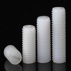 M3 M4 <b>M5</b> M6 M8 Length 5-40mm White Nylon Plastic Insulated No Head Headless <b>Grub</b> Bolt Slotted Flat End Point Set <b>Screw</b> - Product Image 5