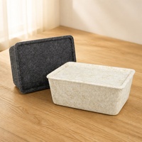 Boîte de rangement en feutre thermocollé sans couture avec couvercle assorti, empilable, housse anti-poussière, bicolore, robuste, pour la maison