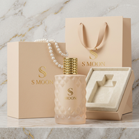 Prix d'usine, flacon de parfum rond rose 100 ml pour femmes, flacon de parfum de luxe noir personnalisé 100 ml avec emballage en boîte