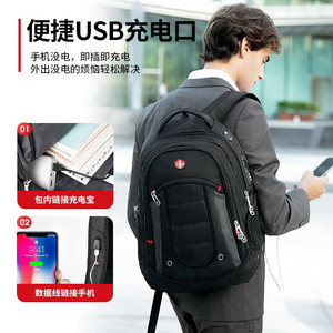 Laptop <b>Backpack</b> Men Black Solid Color Breathable Business Travel Shoulder <b>Straps</b> With Laptop Compartment Spring 2025 - Product Image 3