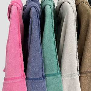Sudadera con Capucha de Punto Extra Grande con Cierre Completo, Lavado Ácido Personalizado, Estilo Vintage, Sudadera de Poliéster/Algodón, Lisa, para Otoño - Product Image 1