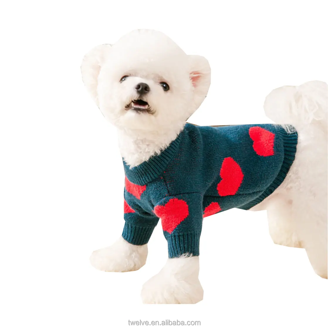 Heart pattern winter warm dog clothes thick dog luxury sweater outfit knit sweater for dog