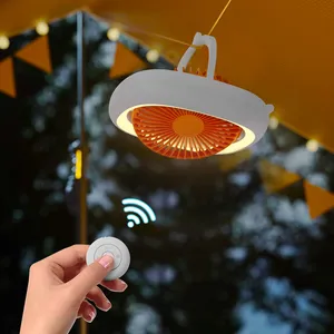 2023 plus récent ventilateur de tente de plafond avec télécommande suspendu extérieur portable usb lithium rechargeable ventilateur de camping avec lumière led