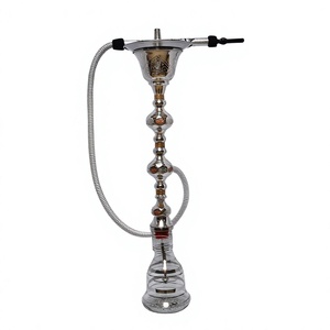 Shisha Khalil Mamoon Ice Gold de latón hecha a mano con incrustaciones de nácar - Núcleo y cámara de cobre, 102 cm de altura, 3.65 kg - Product Image 2