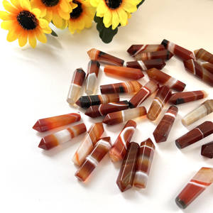 Nova chegada cristal natural mini torre listrado vermelho branco carneiro agate mini prisão hexagonal - Product Image 5