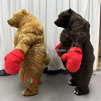 Costume de mascotte d'ours mâle gonflable de 2/2 m avec des gants de boxe