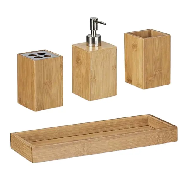 cleaning fluid bamboo bathroom accessories set