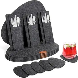 Custom Design Eco-Friendly Anti-Slip Felt Placemat Set-Irregular Grey Modern Premium Table <b>Mat</b> <b>Desk</b> Pad for Dinner - Product Image 3