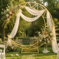 Arche en fer portable robuste en forme de croissant de lune, hauteur 1,8 m, support de toile de fond pour décoration de mariage, fête ou événement