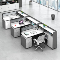 Poste de travail de bureau moderne et simple en forme de bar, avec chaise, pour quatre personnes, écran de séparation, combinaison libre, usage domestique et commercial
