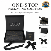 Boîte magnétique rigide noire avec logo personnalisé, ruban, emballage cadeau, fermeture magnétique de luxe, doublure en éponge, laminage mat
