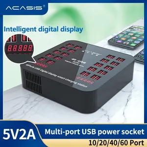 ACASIS 100W جديد 10/20/40/60 ميناء USB شاشة الكريستال السائل الهاتف المحمول تهمة سريع ذكي متعددة الأغراض usb hub شاحن