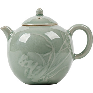 Guanlan Banana Moonlight Relief Jade Hat Teapot Ceramic Handmade Kung Fu <b>Tea</b> <b>Set</b> Round With Lid Afternoon <b>Tea</b> - Product Image 5