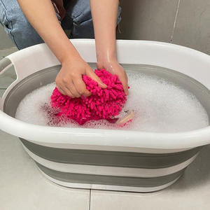 Panier à linge pliable en plastique PP gris de grande capacité 24L, portable, rétractable, facile à ranger, pour un usage domestique - Product Image 4