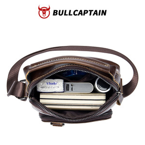 BULLCAPTAIN กระเป๋าสะพายข้างผู้ชาย หนังวัวชั้นบนสุด กระเป๋าสะพายข้างสองชั้นอเนกประสงค์ แฟชั่นยุโรปอเมริกันสำหรับผู้ชาย - Product Image 3