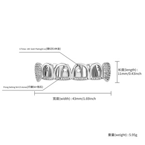 กริลล์ซสำหรับฟัน กริลล์ซฮิปฮอป ลายดาวสีทองและสีเงิน ประดับเพชรซิร์โคเนียขนาดเล็ก ของขวัญเครื่องประดับสำหรับทุกเพศ - Product Image 3
