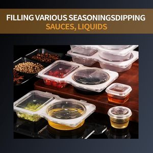 Double Compartment Condiment <strong>Containers</strong> with Lids, Newly Upgraded Disposable <strong>2</strong> Compartment Snack <strong>Containers</strong> Portion Cups - Product Image 3