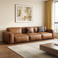 Canapé rembourré en gros, design rétro moderne et simple, revêtement en cuir, éponge, trois places, amovible, pour salon, mobilier de maison