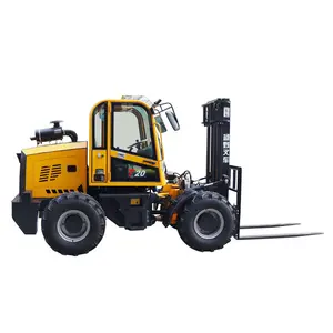 Harga rendah EPA Kubota Yanmar mesin diesel forklift medan kasar ban padat cor besi forklift berat untuk dijual.