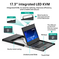 MT-VIKI KVM Rack Mount HDMI Switch dengan Monitor LCD 17.3'', Mendukung OSD/Hotkey 1080P60Hz, Termasuk 8 Kabel KVM
