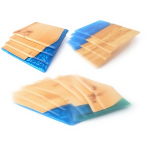 Premium Artisan Acacia Wood & <b>Epoxy</b> River <b>Resin</b> Coaster Set Decorative Beverage Coasters for Dining <b>Table</b>, Kitchen & Living - Product Image 1