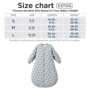 Saco de Dormir Desmontable de Manga Larga 100% Algodón Orgánico para Recién Nacidos, Bebés y Niños Pequeños - Product Image 6