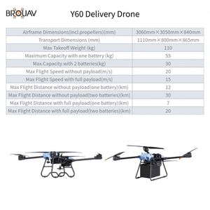 โดรนอุตสาหกรรม BROUAV Y60 รับน้ำหนักได้ 30 กก./55 กก. ระยะบิน 30 กม. สำหรับขนส่งสินค้าหนัก รับผลิตแบบ OEM ODM - Product Image 3