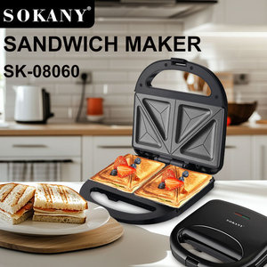 Sandwichera y Waflera SOKANY de 750W con Placas Antiadherentes de Doble Calentamiento para 2 Rebanadas, Automática y Eléctrica para el Hogar - Product Image 3