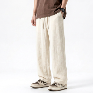 Pantalon décontracté pour homme, coupe droite, anti-boulochage, taille élastique, personnalisable avec logo OEM, prix usine Chine Bangladesh - Product Image 1