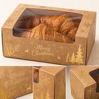 Boîte de Noël pour pâtisserie, motif écossais buffle, rennes, en kraft, personnalisée avec fenêtre pour biscuits, gâteaux, desserts, vente en gros pour les fêtes