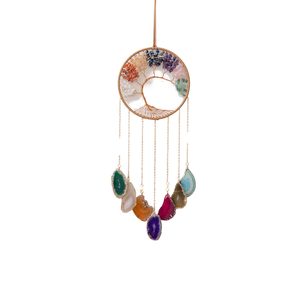 Atrapasueños Decorativo de Metal con Piedras Preciosas de 7 Chakras, Árbol de la Vida, para Colgar en la Ventana - Product Image 1