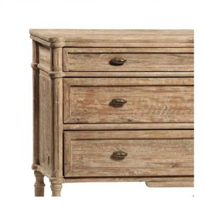 Commode à 3 tiroirs en bois antique naturel pour chambre à coucher - Product Image 3