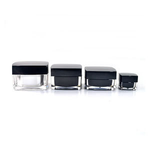 Unique cosmetic packaging 5g 10g 15g 30g 50g black square Acrylic plastic cream container jar for uv gel jar