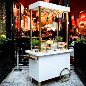 Venta al por mayor personalizado boda cumpleaños metálico <span class=keywords><strong>Candy</strong></span> <span class=keywords><strong>Bar</strong></span> carro moderno Simple decoración suministro champán carro - Product Image 1