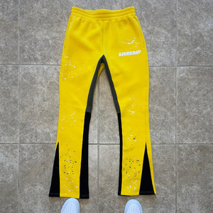 Pantalon de survêtement en toile Hip Hop pour hommes personnalisé 100% coton lourd vieilli pour ourlet évasé - Product Image 2