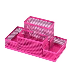 Metal Mesh Desk Organizer Set Office Supplies Accessories Storage Caddy <b>Pen</b> Pencil Holder All in One Desktop <b>4</b> Compartments - Product Image 4