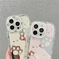 Coque de couple antichoc en TPU effet miroir patte de chat creuse pour iPhone 17/16 Pro, iPhone 15 Max et Mate 70